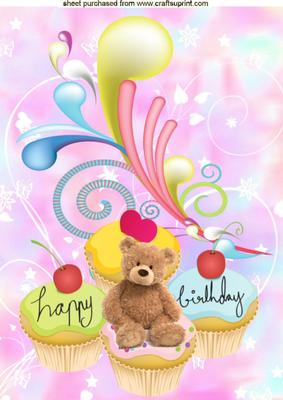 Happy Birthday with Little Teddy A4 Topper
