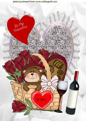 Basket of Roses, with Champagne A4 Topper