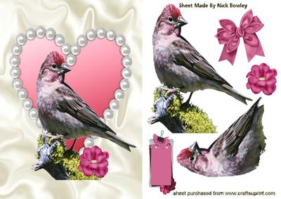 Little Bird on a Pearl Heart