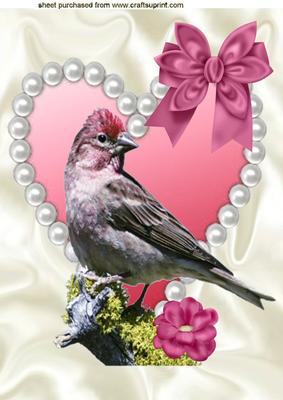 Little Bird on a Pearl Heart A4 Topper