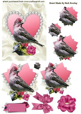 Little Bird on a Pearl Heart Star Pyramids