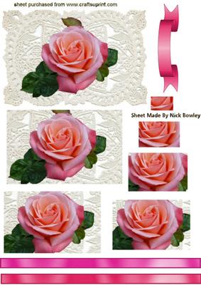 Pink Rose on Ecru Lace, Pyramids
