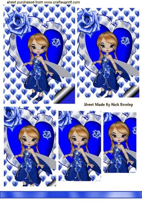 Blue Faerie, on Blue Cushion Heart Pyramids