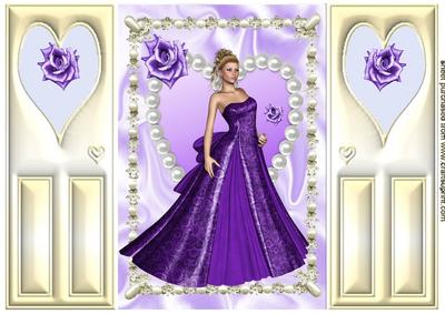 Beautiful Lady in a Purple Gown ,gatefold
