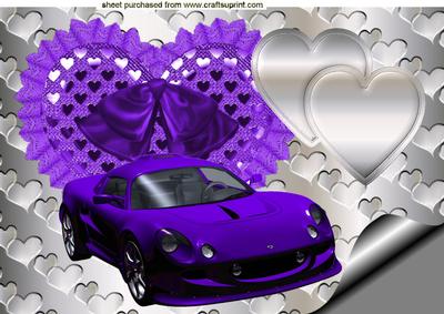 Purple Heart with Sportscar, A4 Topper