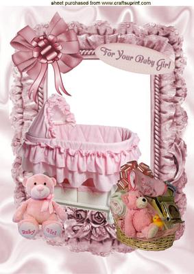 Pink for a Sweet Baby Girl, A4 Topper