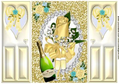 Yellow Rose in Diamond Frame, Anniversary, Gatefold
