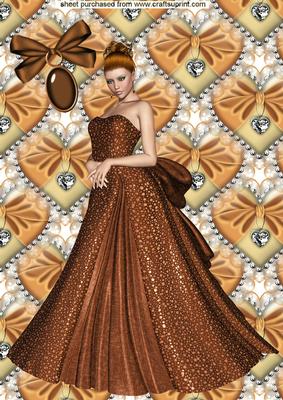 Elegant Lady in a Brown Gown, A4 Topper