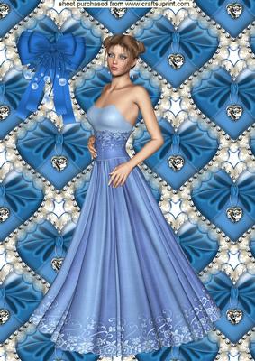 Elegant Lady in Blue Gown, A4 Topper