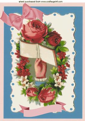 Vintage Roses with Hand, A4 Topper