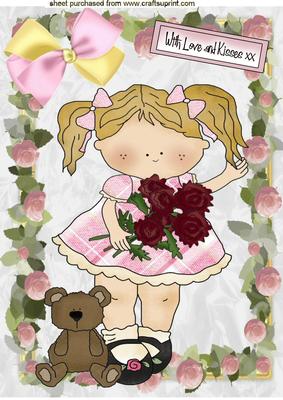 Little Girl with Teddy, A4 Topper
