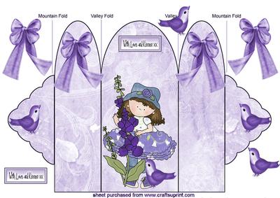 Little Girl with Birds, Tri Fold Card