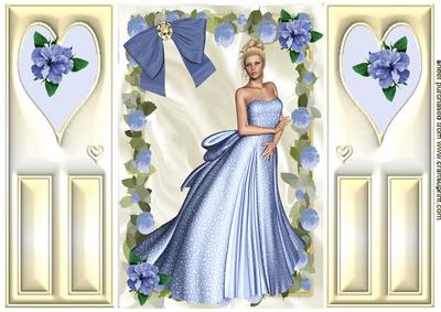 Beautiful Lady with Blue Roses, Gatefold