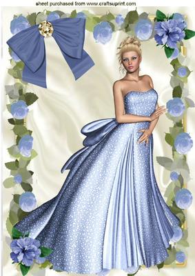 Beautiful Lady with Blue Roses, A4 Topper