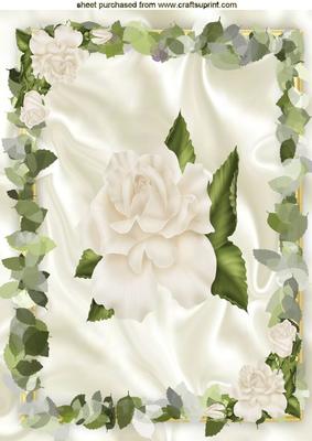 Beautiful Cream Rose with Green Leaves, A4 Topper