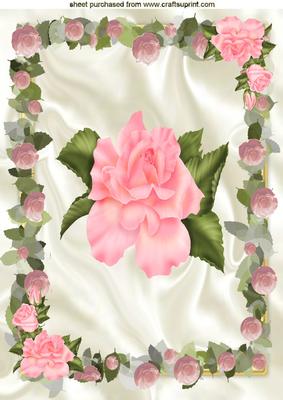 Beautiful Pink Roses with Green Leaves, A4 Topper