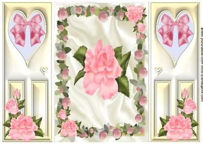 Beautiful Pink Roses with Green Leaves Gatefold