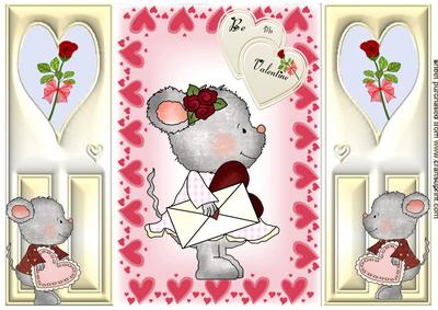 Little Valentine Mouse with Rose, Gatefold
