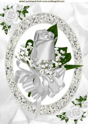 White Roses in a Diamond Frame, A4 Topper