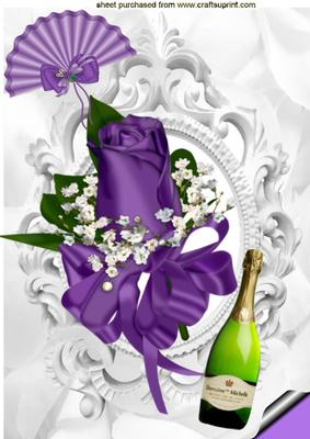 Purple Rose in Ornate Frame, A4 Topper
