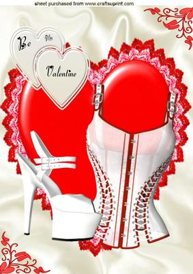 Red & White Basque on a Red Heart A4 Topper
