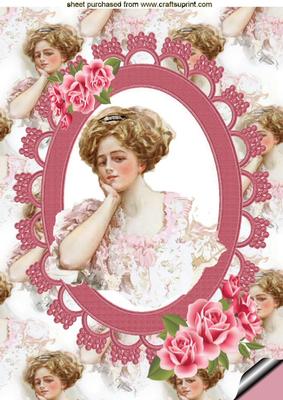 Vintage Lady with Roses, A4 Topper