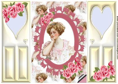 Vintage Lady with Roses, Gatefold