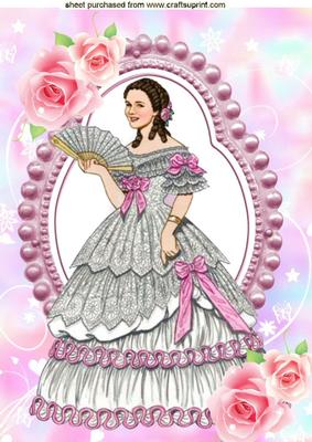 Vintage Lady with Roses, A4 Topper