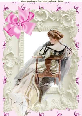 Elegant Vintage Lady Sitting in a Chair, A4 Topper