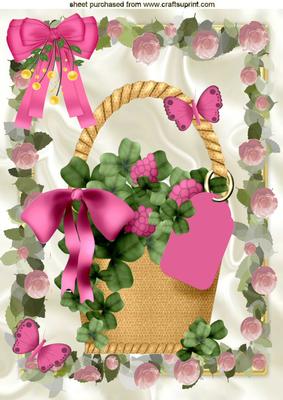 Basket of Berries & Roses, A4 Topper