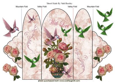 Vase of Flowers with Humming Birds, Trifold