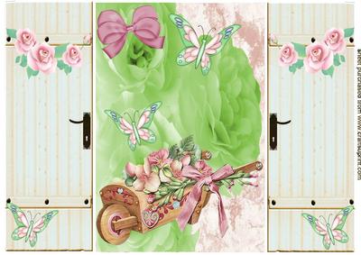 Wheelbarrow of Flowers & Butterflies, Gatefold