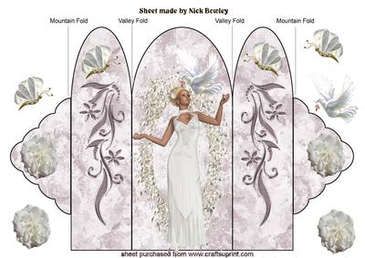 Beautiful Lady in White Gown with Dove, Trifold