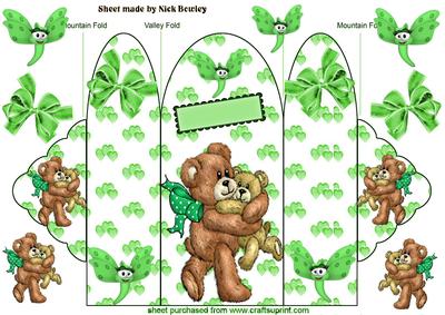 I Love My Teddy Bear,with Green Butterfly, Trifold