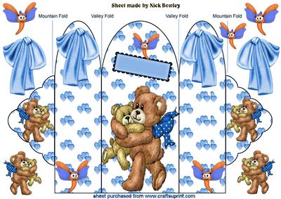 I Love My Teddy with Blue Butterfly, Trifold