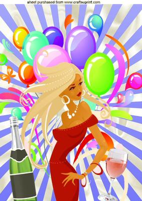 Disco Diva,with Champagne, A4 Topper
