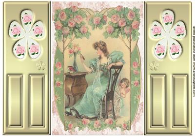 Pretty Vintage Lady with Cherub, Gatefold