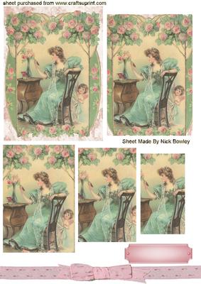 Pretty Vintage Lady with Cherub, Pyramids