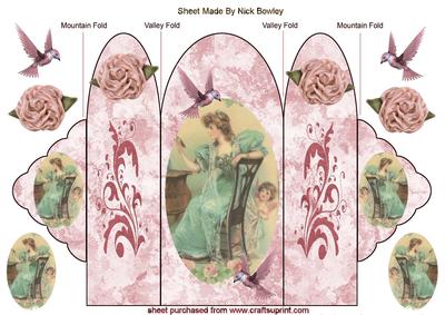 Pretty Vintage Lady with Cherub,trifold