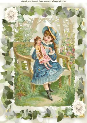 Little Girl on a Bench in the Garden, A4 Topper