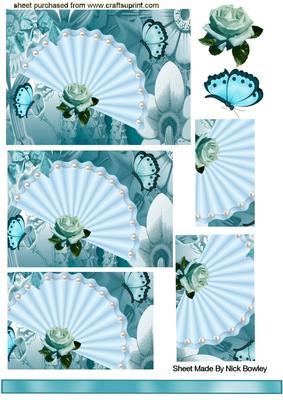 Ladies Fan on Blue Abstract Background , Pyramids