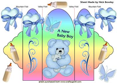 Little Blue Teddy for a Baby Boy, Trifold