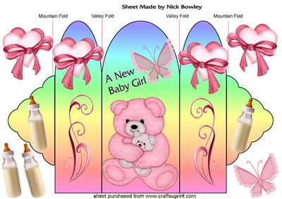 Pink Teddy for a New Baby Girl Trifold