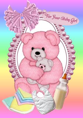 Lovely Teddy A4 Topper for a Baby Girl