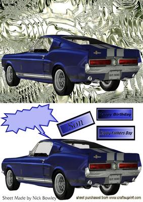 Blue Sports Car on Silver Mettalic Background