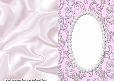 Satin Background with Pearl Frame Pink A5 Card