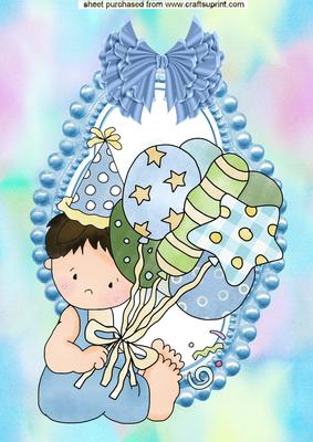 Little Boy with Balloons, A4 Topper