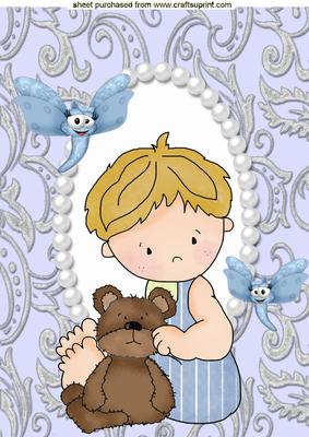 Little Boy with Teddy, A4 Topper