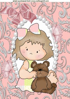 Little Girl with Teddy Bear, A4 Topper