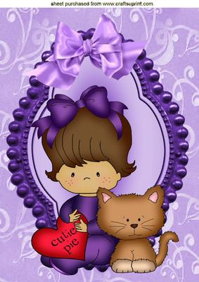 Little Cutie Pie with Kitten, A4 Topper